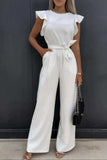Round Neck Cap Sleeve Jumpsuit - Trendsi - Flyclothing LLC