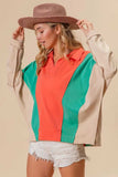 BiBi Colorblock Exposed Seam French Terry Sweatshirt - Trendsi - Flyclothing LLC