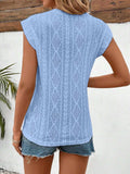 Openwork Round Neck Cap Sleeve Top - Trendsi - Flyclothing LLC