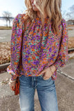 Floral Round Neck Long Sleeve Blouse - Trendsi - Flyclothing LLC