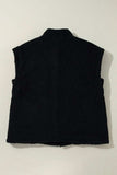 Fuzzy Mock Neck Button Up Vest Coat - Trendsi - Flyclothing LLC