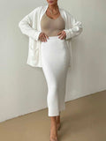 Pocketed Long Sleeve Cardigan and Skirt Sweater Set - Trendsi - Flyclothing LLC