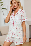 Cheery Print Collared Neck Top and Shorts Lounge Set - Trendsi - Flyclothing LLC