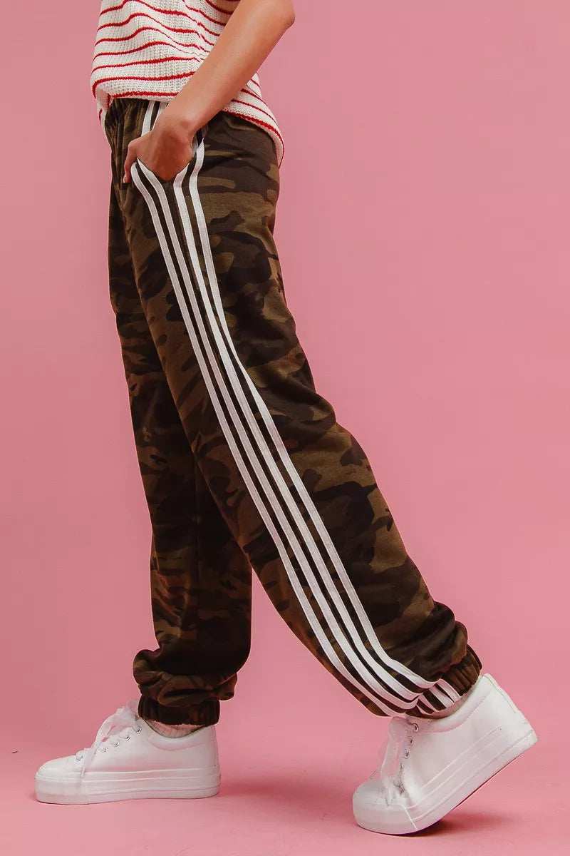 BiBi Side Lines Camouflage Track Pants - Trendsi - Flyclothing LLC