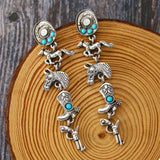 Western Style Turquoise Accent Earrings - Trendsi - Flyclothing LLC