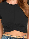 Round Neck Short Sleeve Crop T-Shirt - Trendsi - Flyclothing LLC