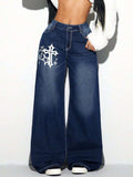 Cross Wide Leg Jeans - Trendsi - Flyclothing LLC