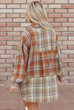 Plaid Snap Down Dropped Shoulder Shacket - Trendsi - Flyclothing LLC