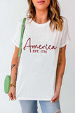 Letter Graphic Round Neck Short Sleeve T-Shirt - Trendsi - Flyclothing LLC