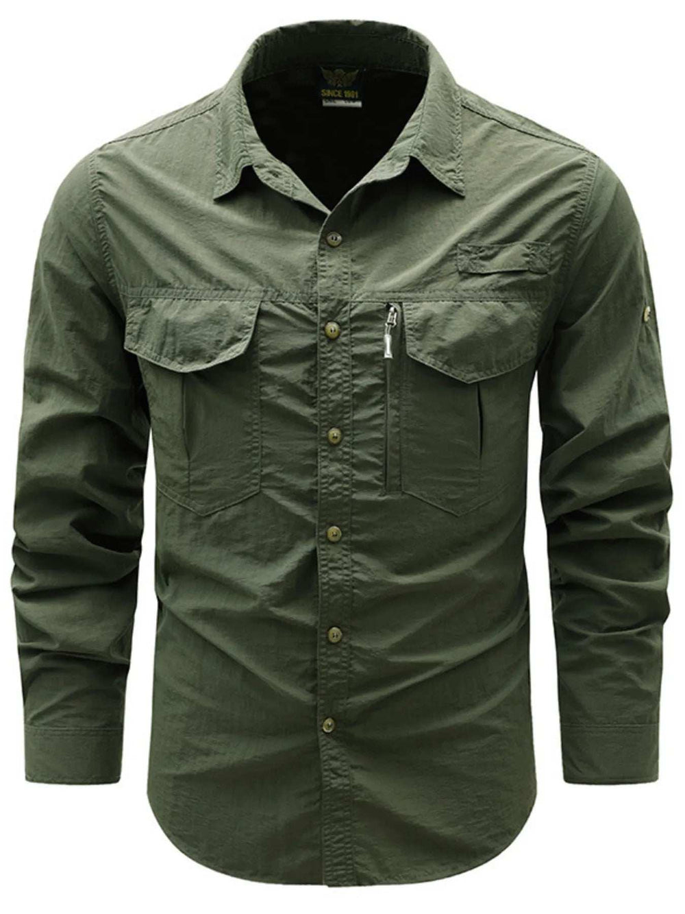 Men's Plus Size Button Up Long Sleeve Shirt - Trendsi - Flyclothing LLC