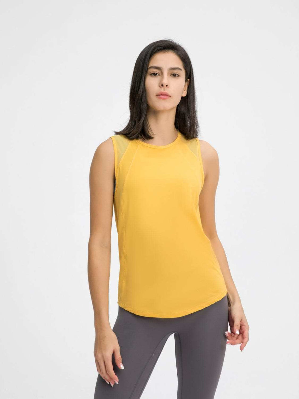 Millennia Cutout Back Round Neck Active Tank - Trendsi - Flyclothing LLC