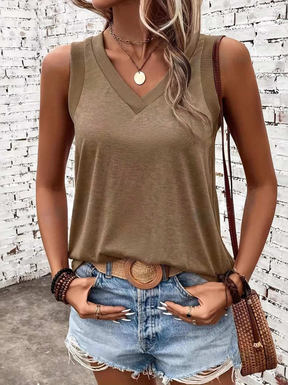 V-Neck Tank - Trendsi - Flyclothing LLC