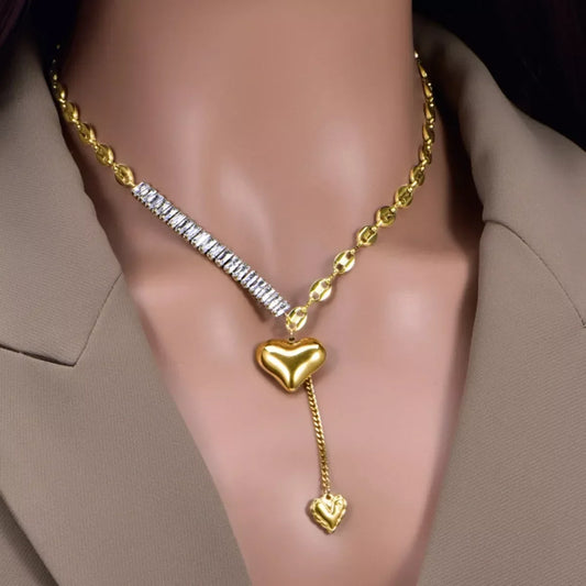 18K Gold-Plated Heart Necklace - Trendsi - Flyclothing LLC