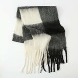 Fringe Contrast Plaid Polyester Scarf - Trendsi - Flyclothing LLC