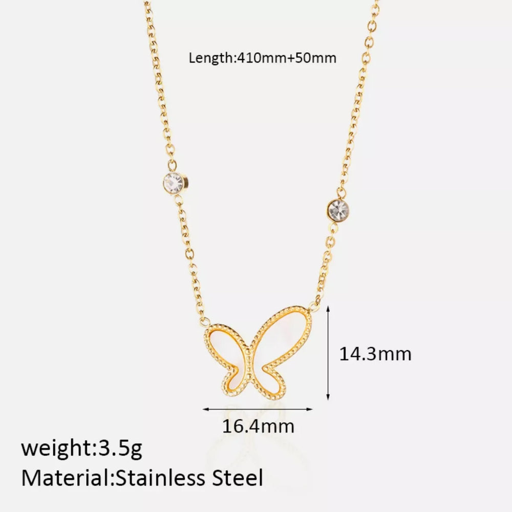18K Gold-Plated Butterfly Necklace - Trendsi - Flyclothing LLC