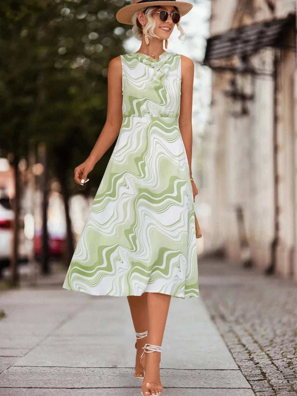 Printed Sleeveless Midi Dress - Trendsi - Flyclothing LLC