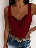 Full Size Lace Detail Sweetheart Neck Tank - Trendsi - Flyclothing LLC