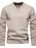Men's Ribbed Hem V-Neck Long Sleeve Sweater - Trendsi - Flyclothing LLC