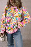 Printed Round Neck Long Sleeve Sweatshirt - Trendsi - Flyclothing LLC