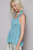 POL Backless Halter Sleeveless Top with Smocking Shirring Detail - Trendsi - Flyclothing LLC