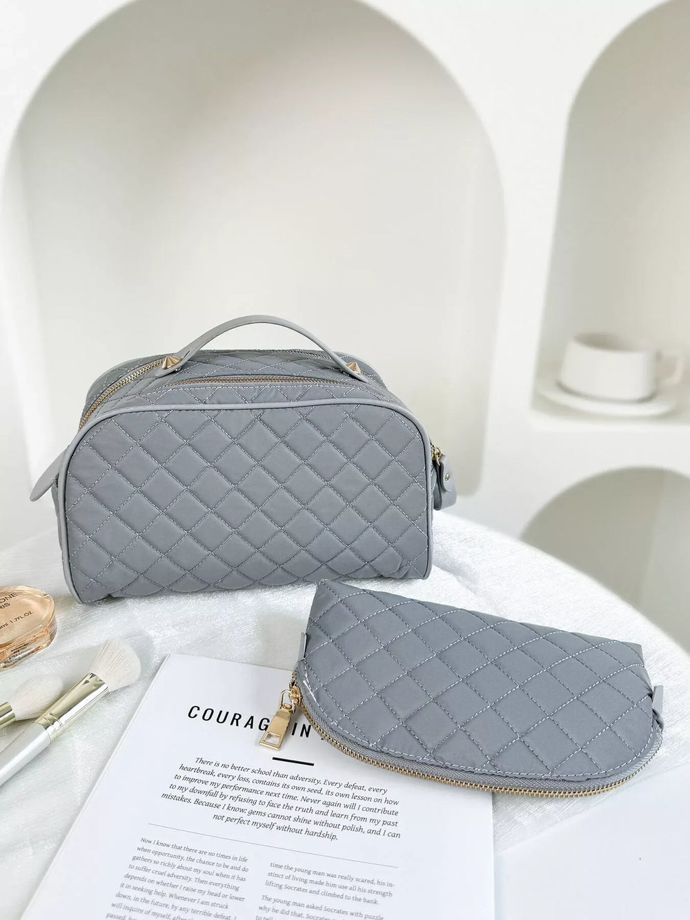 Top Handle Handbag with Clutch Bag - Trendsi - Flyclothing LLC