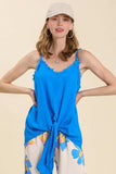 Umgee Full Size Linen Blend Adjustable Spaghetti Strap Frayed Detail Cami Plus Size - Trendsi - Flyclothing LLC