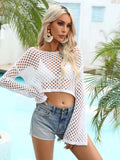Hollow Out Boat Neck Flare Sleeve Cover-Up - Trendsi - Flyclothing LLC