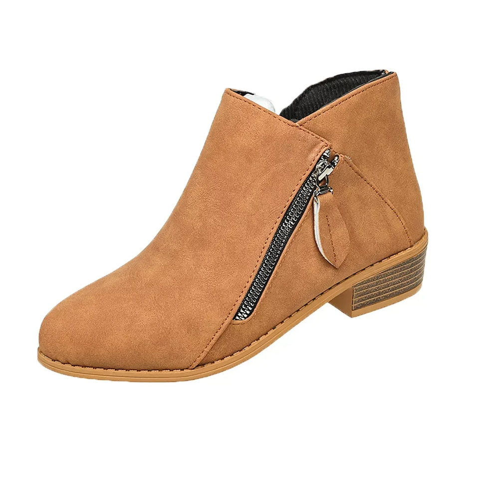 Size Zipper Block Heels Boots - Trendsi - Flyclothing LLC