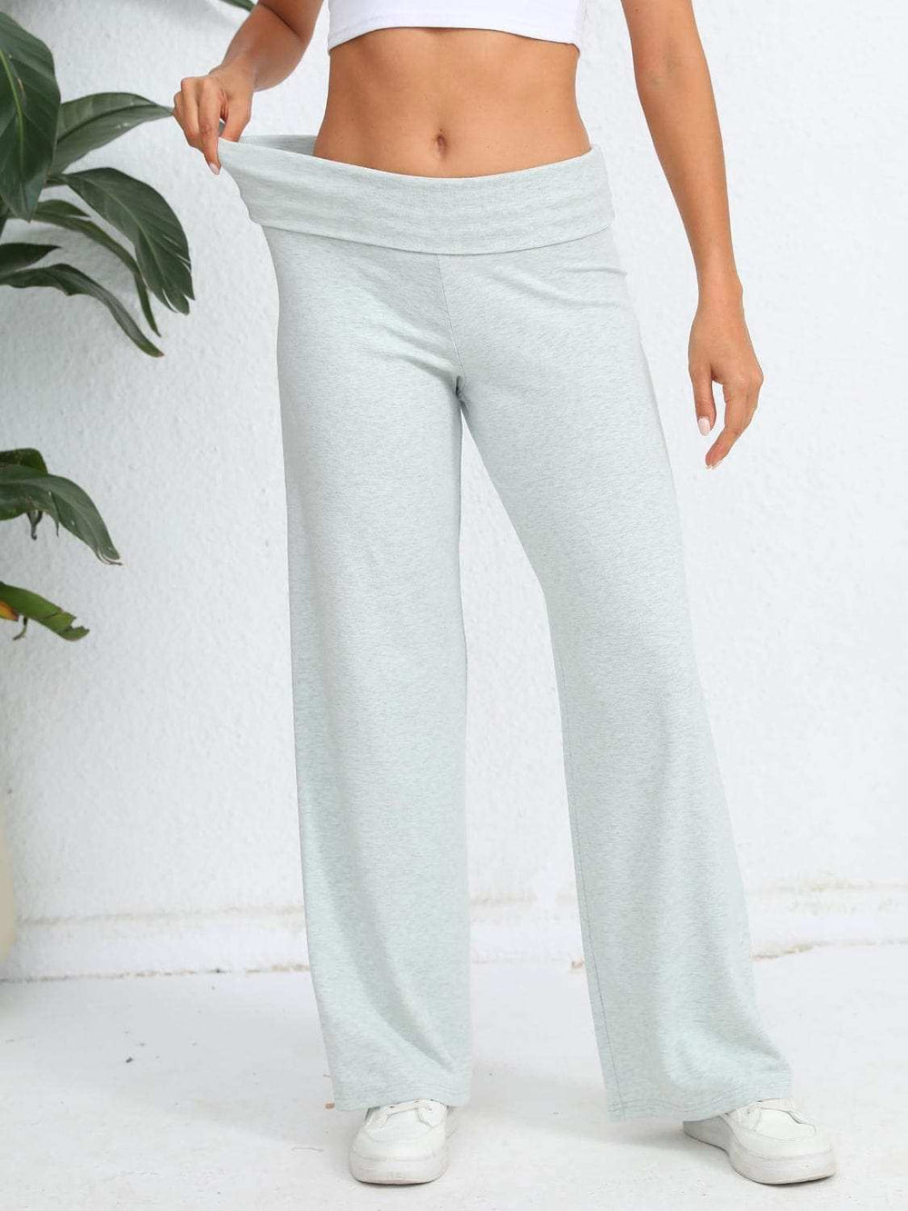 Elastic Waist Wide Leg Pants - Trendsi - Flyclothing LLC