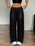 Sequin Wide Leg Pants - Trendsi - Flyclothing LLC
