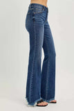 RISEN Full Size Mid Rise Flare Frayed Hem Jeans Plus Size - Trendsi - Flyclothing LLC
