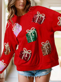 Sequin Gift Box Long Sleeve Sweatshirt - Trendsi - Flyclothing LLC