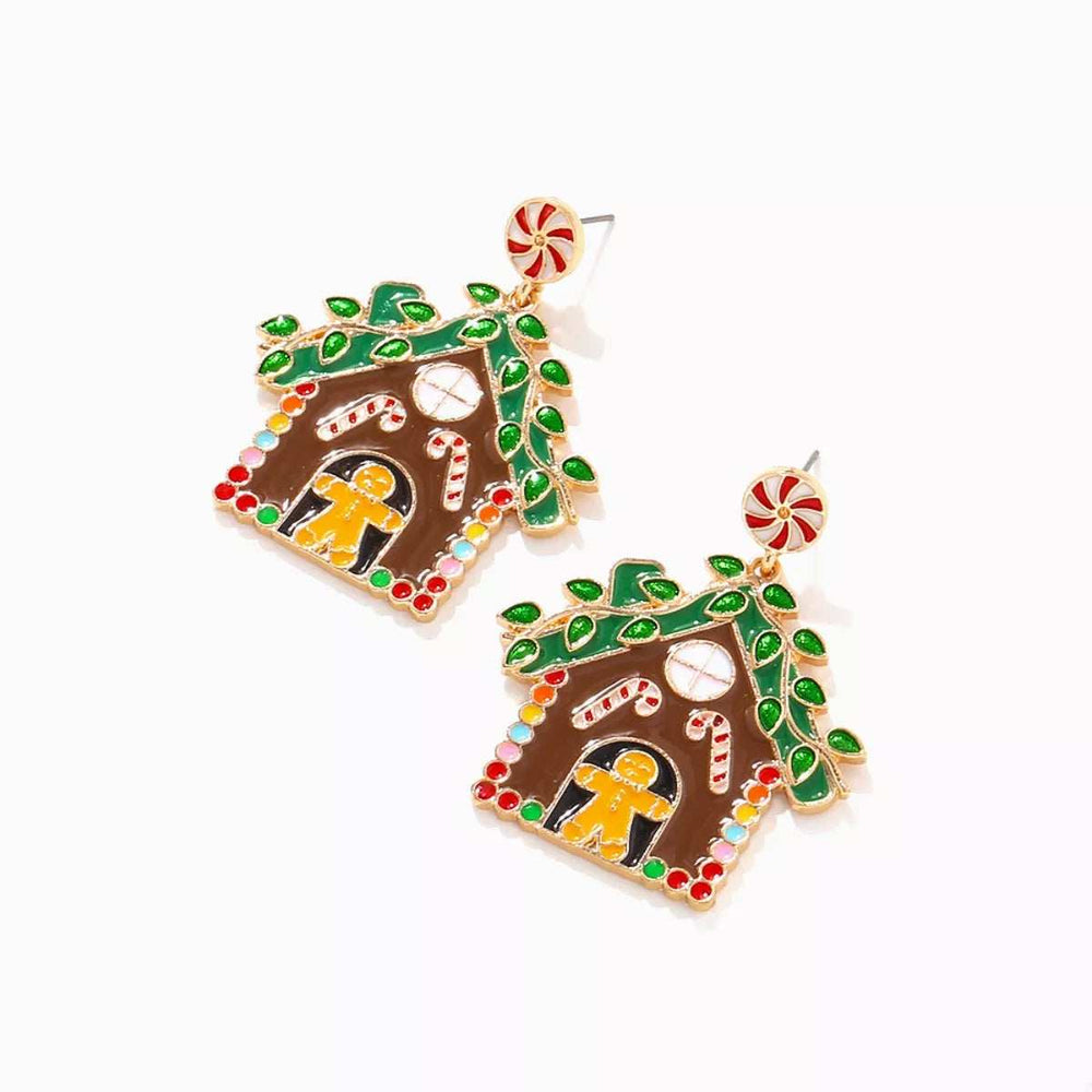 Christmas Gingerbread House Dangle Earrings - Trendsi - Flyclothing LLC