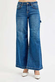 RISEN Full Size High Rise Wide Leg Patch Detailed Jeans Plus Size - Trendsi - Flyclothing LLC