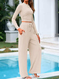 Devine Round Neck Long Sleeve Top and Pants Set - Trendsi - Flyclothing LLC
