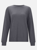 Side Slit Round Neck Long Sleeve T-Shirt - Trendsi - Flyclothing LLC