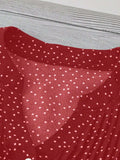 Polka Dot Notched Ruffled Cap Sleeve Blouse - Trendsi - Flyclothing LLC