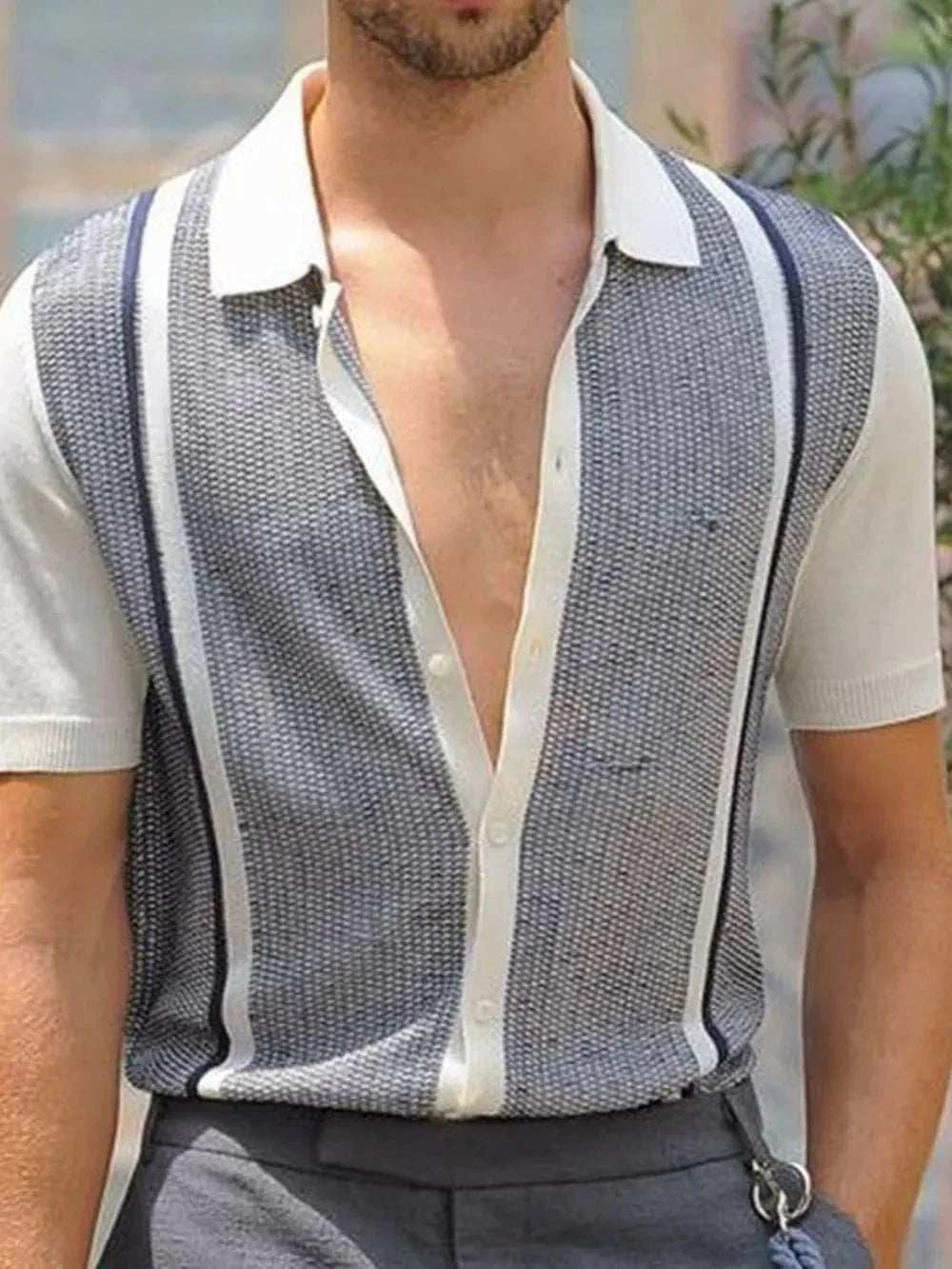 Men's Plus Size Button Up Short Sleeve Shirt - Trendsi - Flyclothing LLC