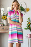 Heimish Full Size Striped Short Sleeve Mini Tee Dress Plus Size - Trendsi - Flyclothing LLC