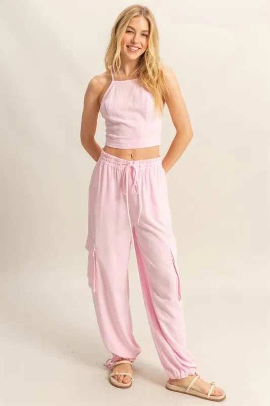 HYFVE Crop Top and Cargo Pants Set - Trendsi - Flyclothing LLC