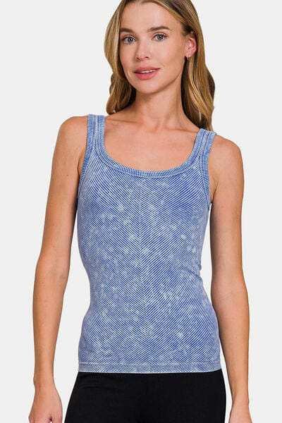 Zenana Ribbed Scoop Neck Tank - Trendsi - Flyclothing LLC