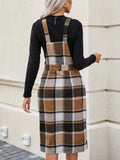 Slit Plaid Wide Strap Overall Dress - Trendsi - Flyclothing LLC