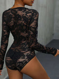 Lace Long Sleeve Bodysuit - Trendsi - Flyclothing LLC