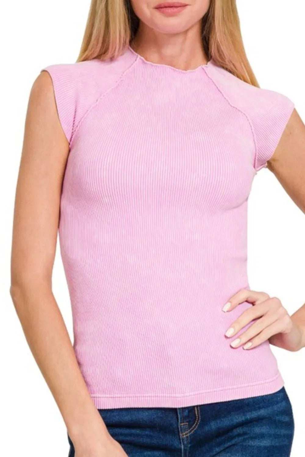 Zenana Washed Ribbed Seamless Top - Trendsi - Flyclothing LLC