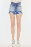 Kancan High Rise Frayed Hem Denim Shorts - Trendsi - Flyclothing LLC