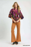 Umgee Floral Print Flounce Sleeve Blouse - Trendsi - Flyclothing LLC