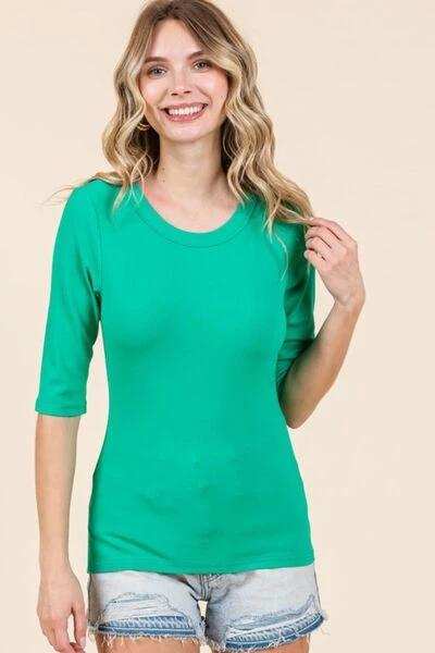 Mittoshop Round Neck Half Sleeve T-Shirt - Trendsi - Flyclothing LLC