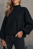 Mock Neck Dropped Shoulder Sweater - Trendsi - Flyclothing LLC