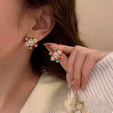 18K Gold-Plated Snowflake Stud Earrings - Trendsi - Flyclothing LLC