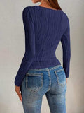 Textured Round Neck Long Sleeve Top - Trendsi - Flyclothing LLC